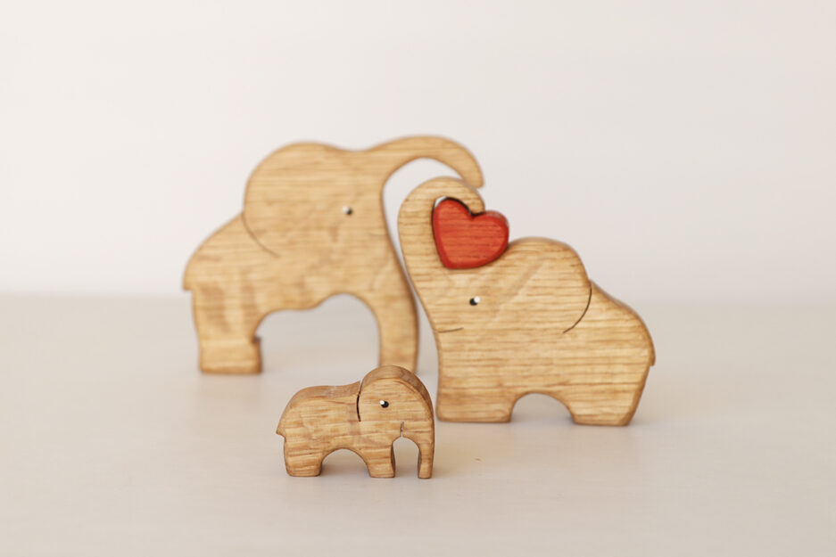 3 elephants with a heart