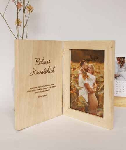 wooden photo frame with engraving as a gift for birthday, anniversary, Mother's Day, New Year, any holiday