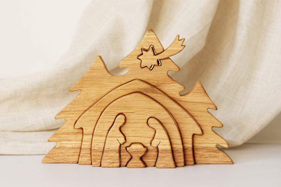 Wooden Nativity crib