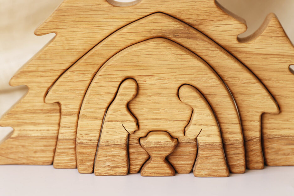 Wooden Nativity crib