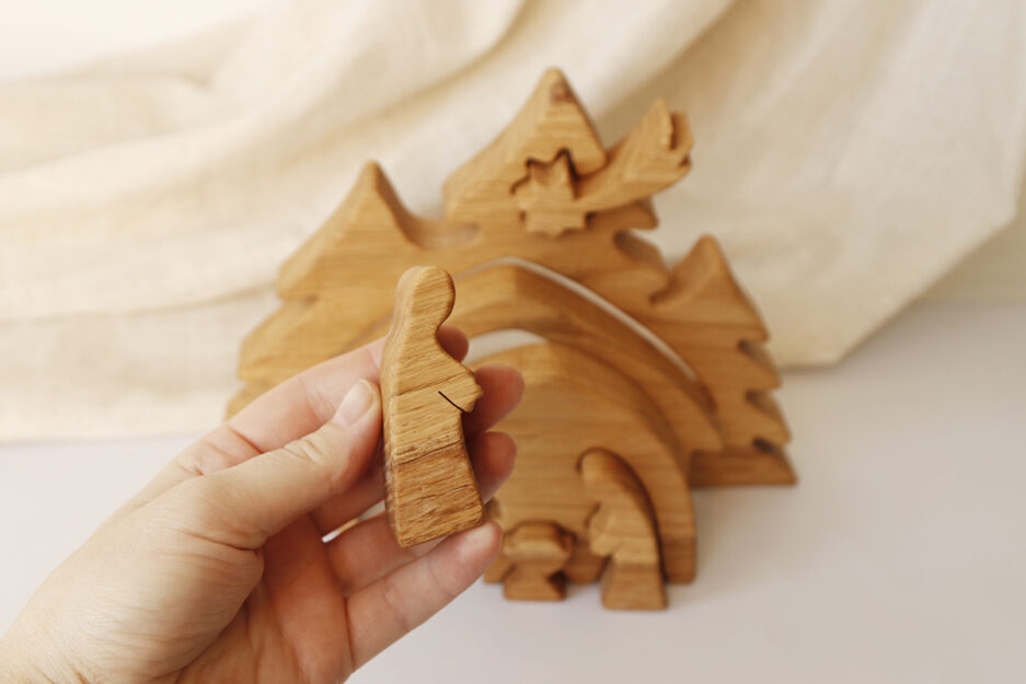 Wooden Nativity crib