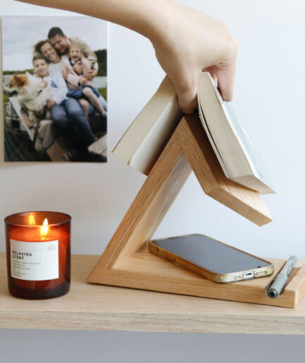 Personalized Book Rest in Solid Oak