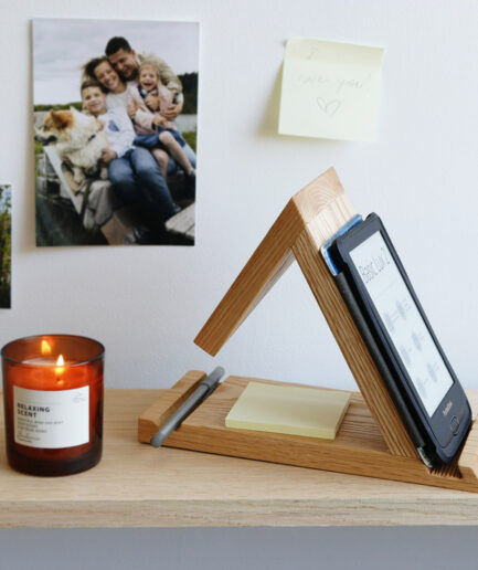 Personalized Book Rest in Solid Oak