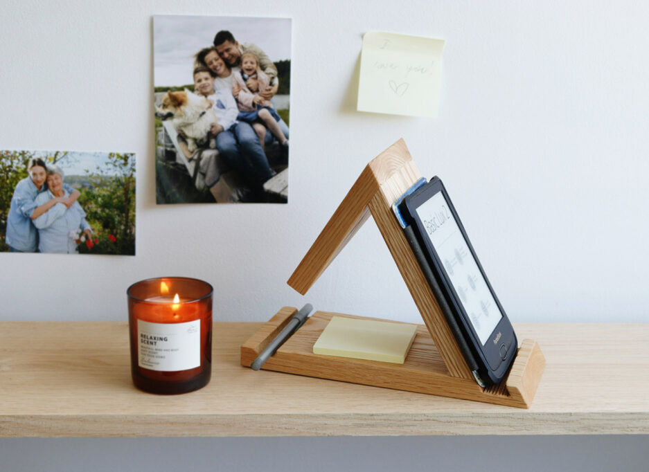 Personalized Book Rest in Solid Oak