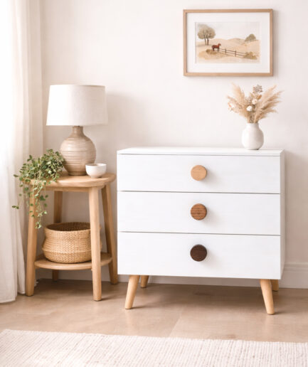 Pomos redondos de madera para tocador o armario