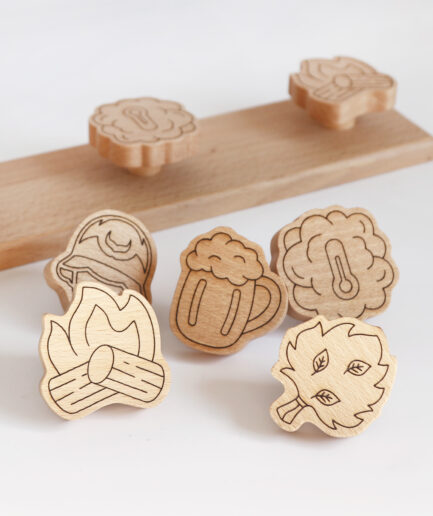 Wooden sauna wall hanger with four hooks made from beech wood