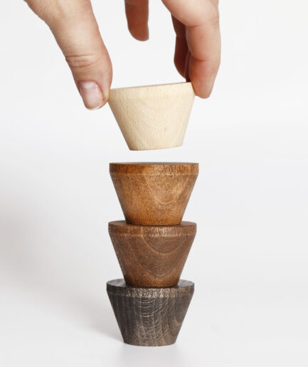 Wooden cone cabinet knobs in different wood tones